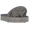 Outdoor Lounge Bed with Cushion Poly Rattan – Grey