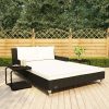 2-Person Garden Sun Bed with Cushions Poly Rattan – Black