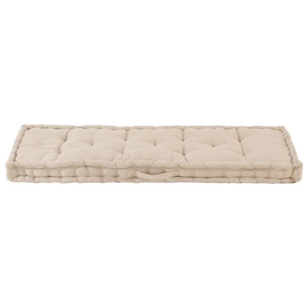 Pallet Floor Cushion Cotton 120x40x7 cm Beige