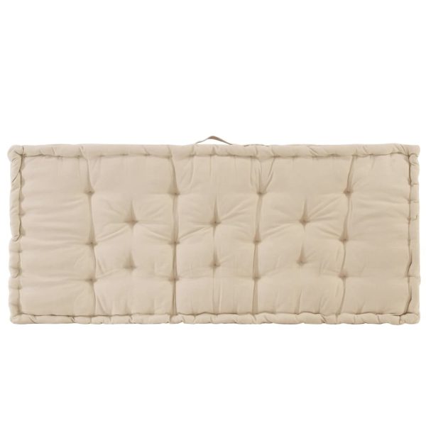 Pallet Floor Cushion Cotton 120x80x10 cm Beige