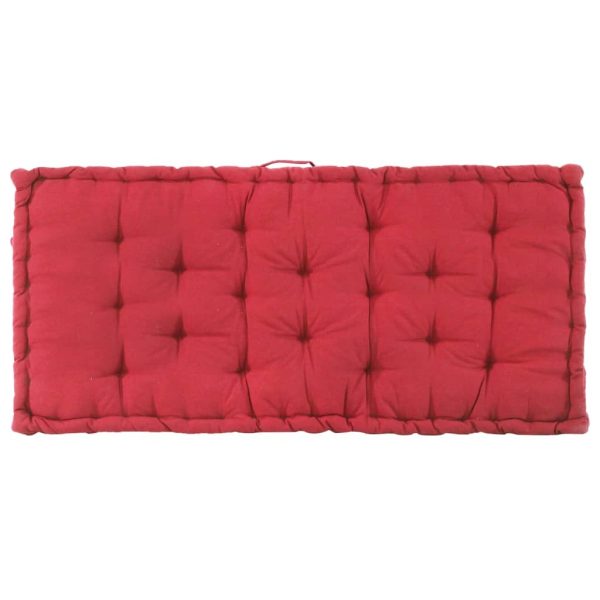 Pallet Floor Cushion Cotton 120x80x10 cm Burgundy