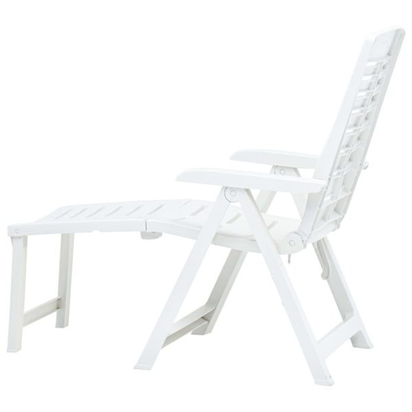 Folding Sun Lounger Plastic – White