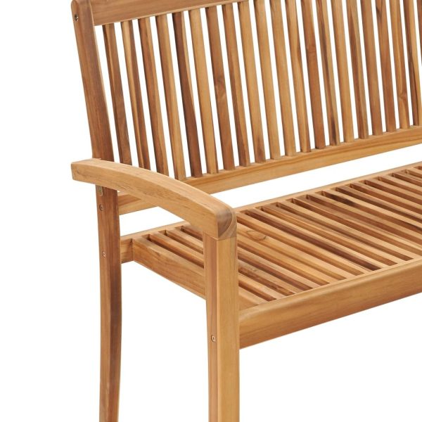 2-Seater Stacking Garden Bench Solid Teak Wood – 128.5 cm
