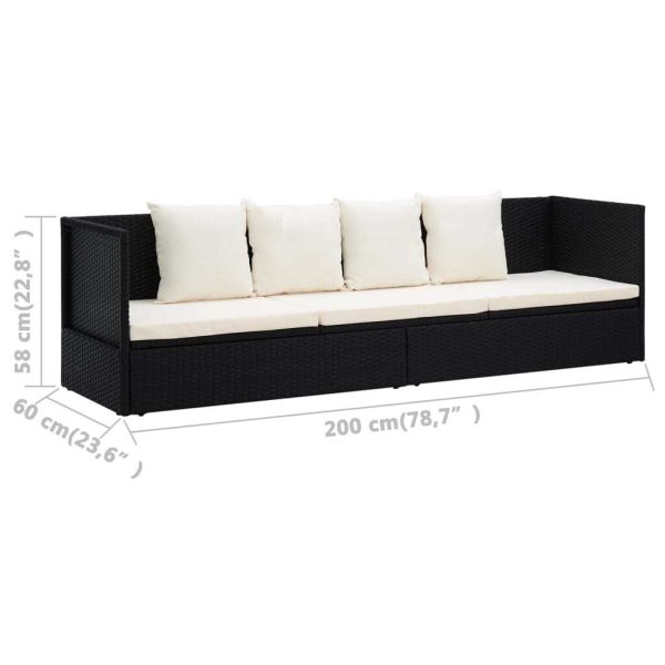 Garden Bed 200×60 cm Poly Rattan – Black and White