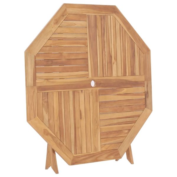 Folding Garden Table Solid Teak Wood – 120x120x75 cm, Octagonal