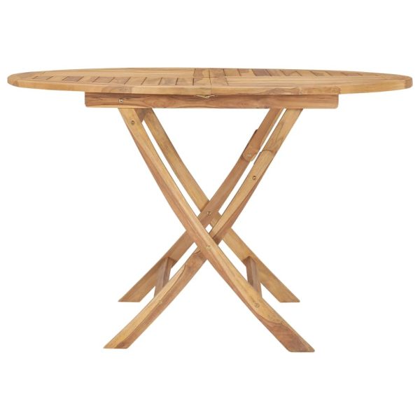 Folding Garden Table Solid Teak Wood – 120×75 cm, Round