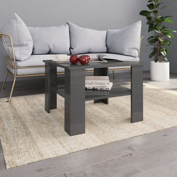 Coffee Table 60x60x42 cm Engineered Wood – High Gloss Grey