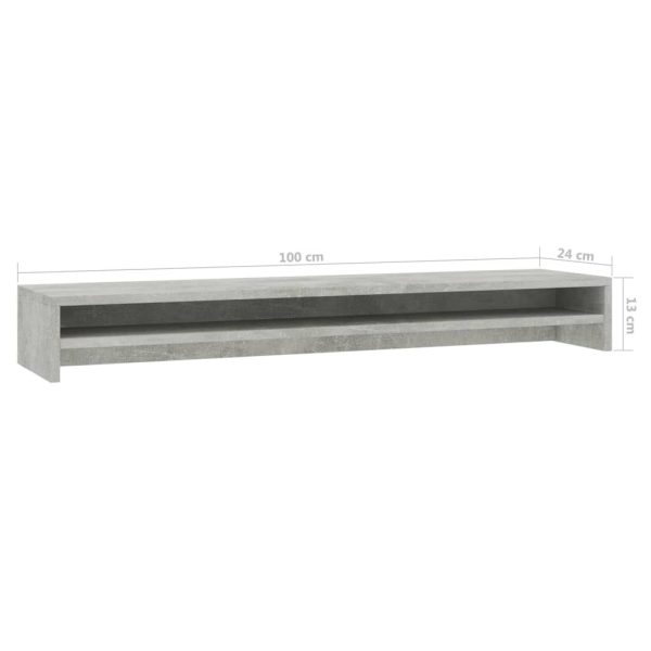 Thornton Monitor Stand 100x24x13 cm Engineered Wood – Concrete Grey