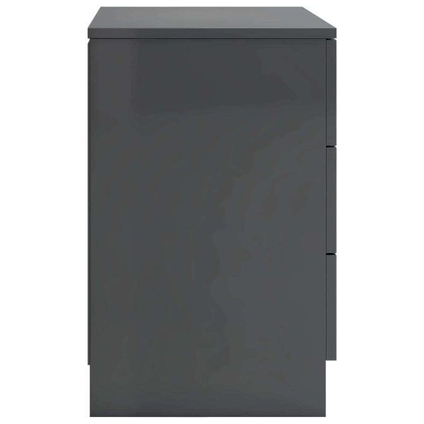 Sleaford Bedside Cabinet 38x35x56 cm Engineered Wood – High Gloss Grey, 1