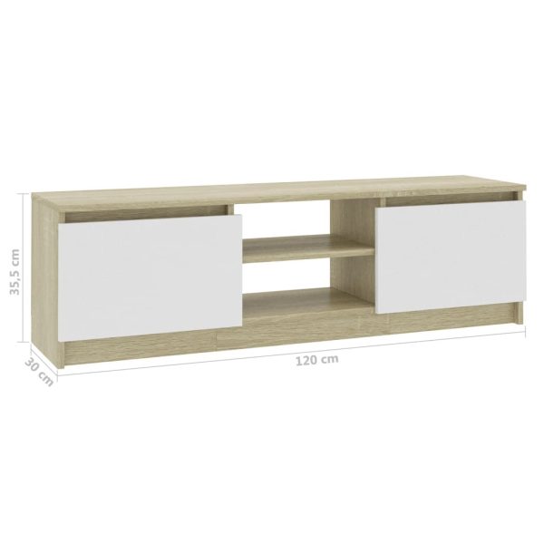 Glade TV Cabinet 120x30x35.5 cm Engineered Wood – White and Sonoma Oak