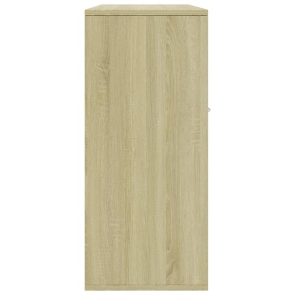 Sideboard 88x30x70 cm Engineered Wood – White and Sonoma Oak