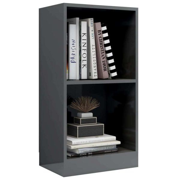 Bookshelf Engineered Wood – 40x24x75 cm, High Gloss Grey