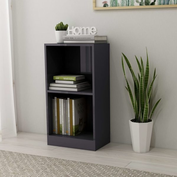 Bookshelf Engineered Wood – 40x24x75 cm, High Gloss Grey