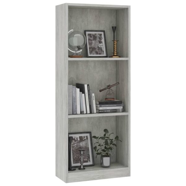Bookshelf Engineered Wood – 40x24x108 cm, Concrete Grey