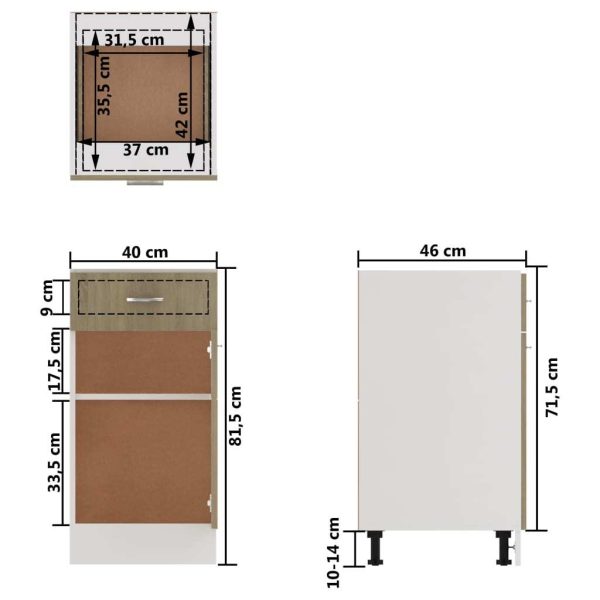 Drawer Bottom Cabinet Sonoma Oak 40x46x81.5 cm Chipboard