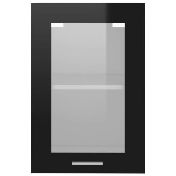 Hanging Glass Cabinet High Gloss Black 40x31x60 cm Chipboard