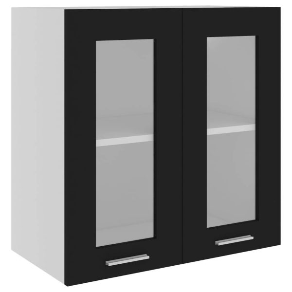 Hanging Glass Cabinet Black 60x31x60 cm Chipboard