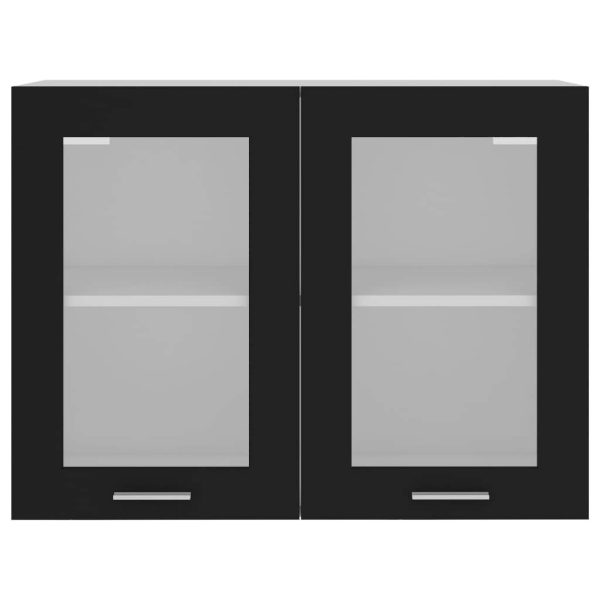 Hanging Glass Cabinet Black 80x31x60 cm Chipboard