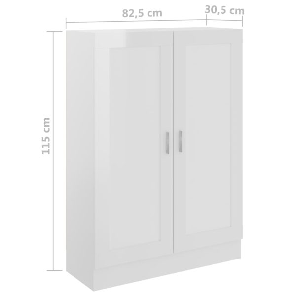 Book Cabinet Engineered Wood – 82.5×30.5×115 cm, High Gloss White