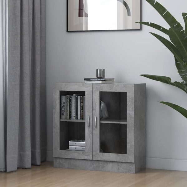 Vitrine Cabinet Engineered Wood – 82.5×30.5×80 cm, Concrete Grey