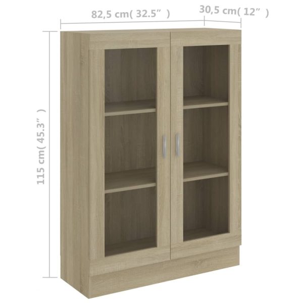 Vitrine Cabinet Engineered Wood – 82.5×30.5×115 cm, Sonoma oak