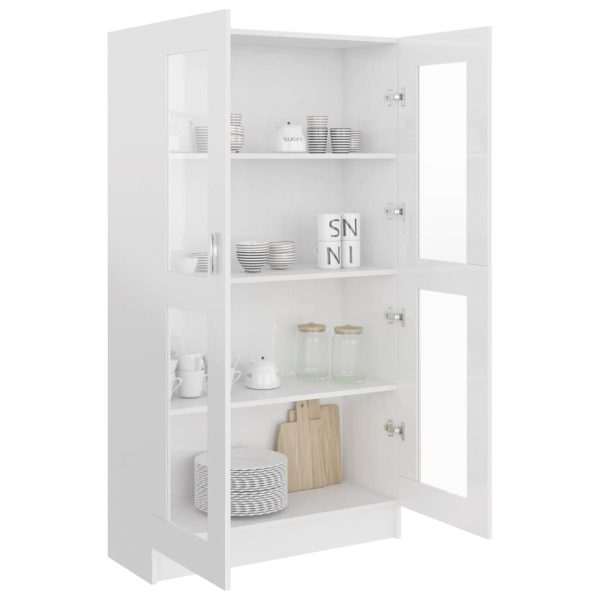 Vitrine Cabinet Engineered Wood – 82.5×30.5×150 cm, High Gloss White