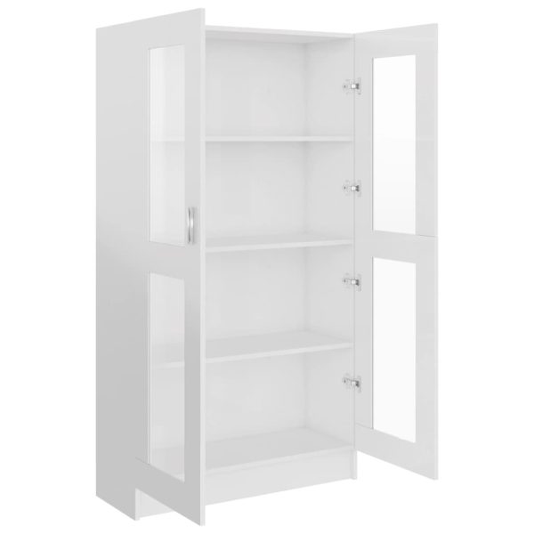 Vitrine Cabinet Engineered Wood – 82.5×30.5×150 cm, High Gloss White