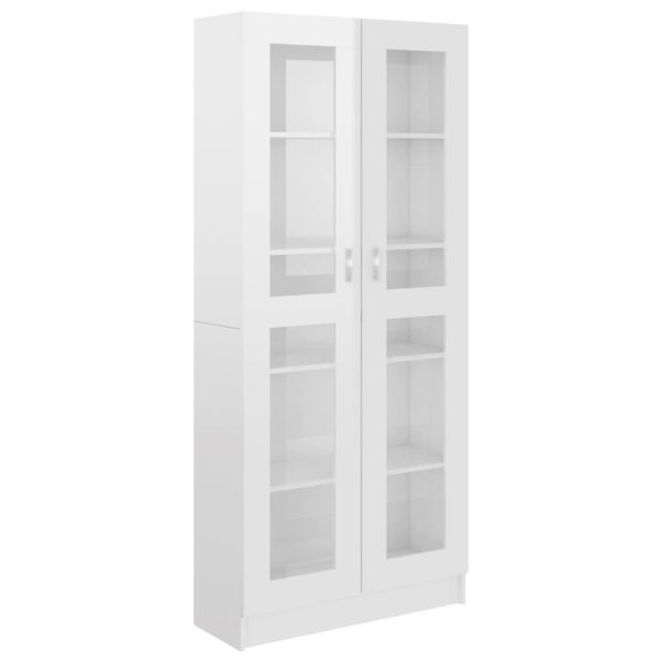 Vitrine Cabinet Engineered Wood – 82.5×30.5×185.5 cm, High Gloss White