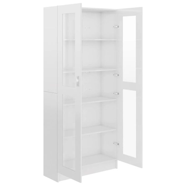 Vitrine Cabinet Engineered Wood – 82.5×30.5×185.5 cm, High Gloss White