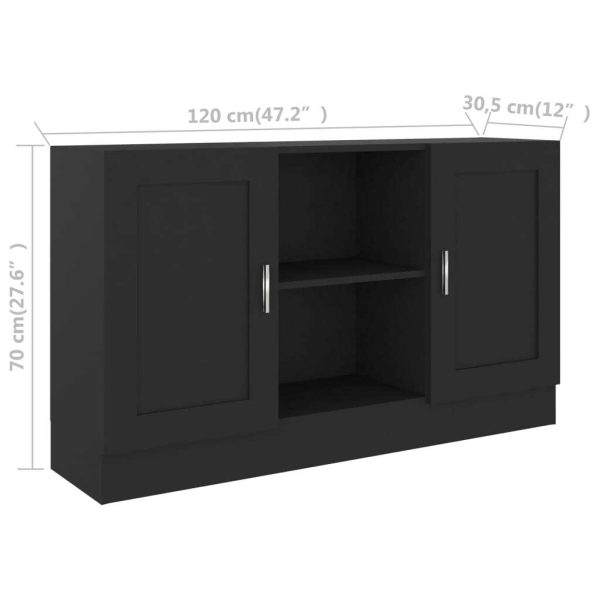 Sideboard 120×30.5×70 cm – Black, Engineered wood