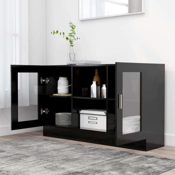 Sideboard 120×30.5×70 cm – Black, Engineered Wood And Glass