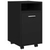 Side Cabinet with Wheels 33x38x60 cm Engineered Wood – Black