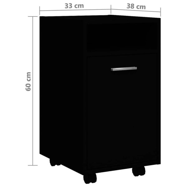 Side Cabinet with Wheels 33x38x60 cm Engineered Wood – Black