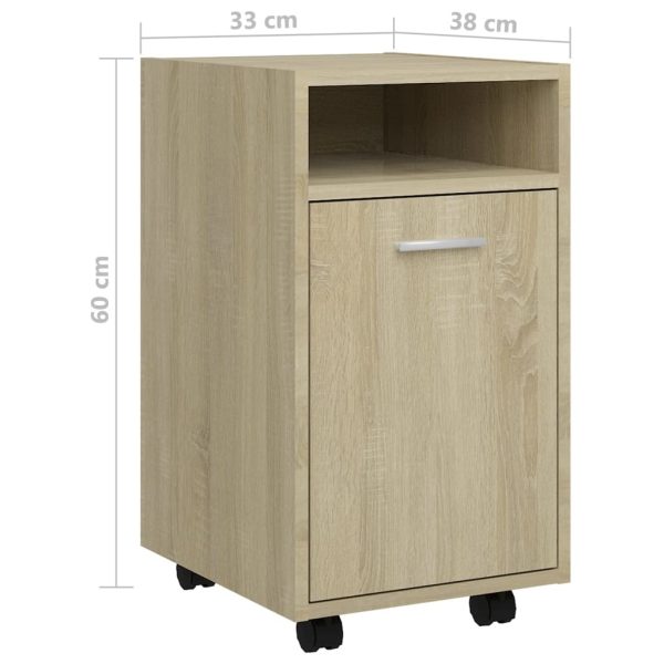 Side Cabinet with Wheels 33x38x60 cm Engineered Wood – Sonoma oak