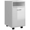 Side Cabinet with Wheels 33x38x60 cm Engineered Wood – High Gloss White