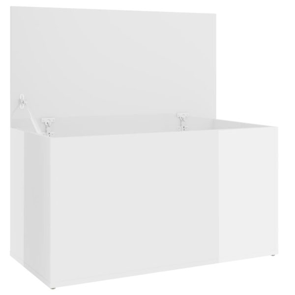 Storage Chest 84x42x46 cm Engineered Wood – High Gloss White