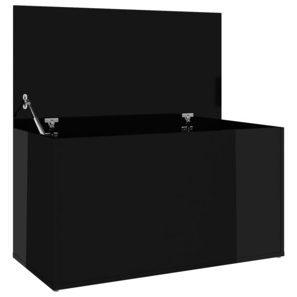 Storage Chest 84x42x46 cm Engineered Wood – High Gloss Black