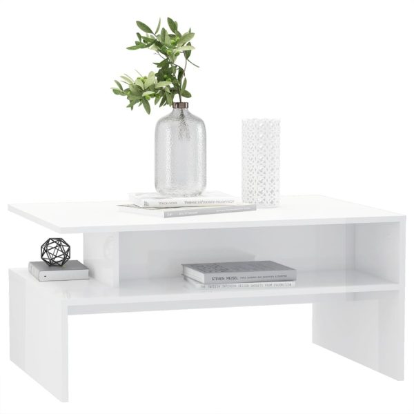Coffee Table 90x60x42.5 cm Engineered Wood – High Gloss White