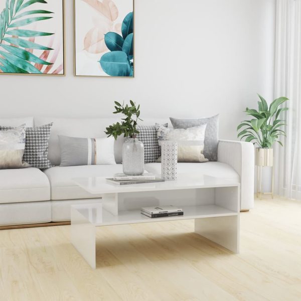 Coffee Table 90x60x42.5 cm Engineered Wood – High Gloss White