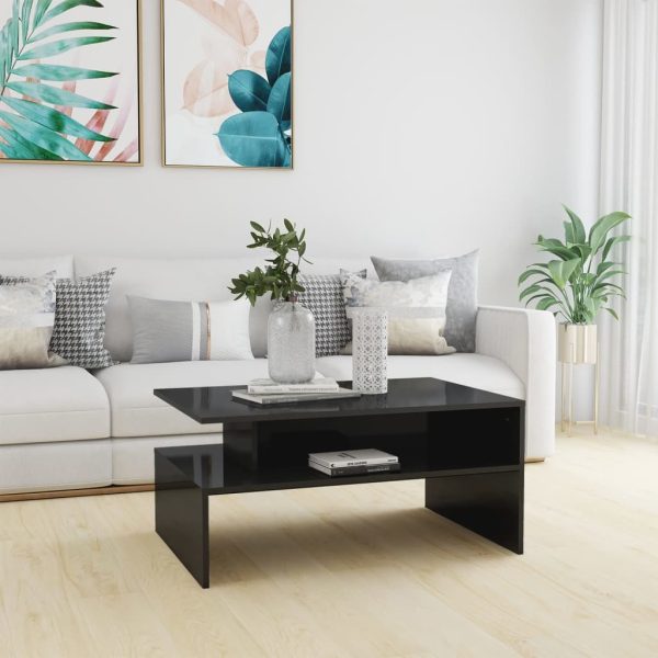 Coffee Table 90x60x42.5 cm Engineered Wood – High Gloss Grey