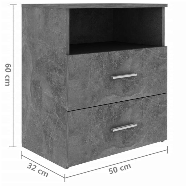 Cutler Bed Cabinet 50x32x60 cm – Concrete Grey, 2