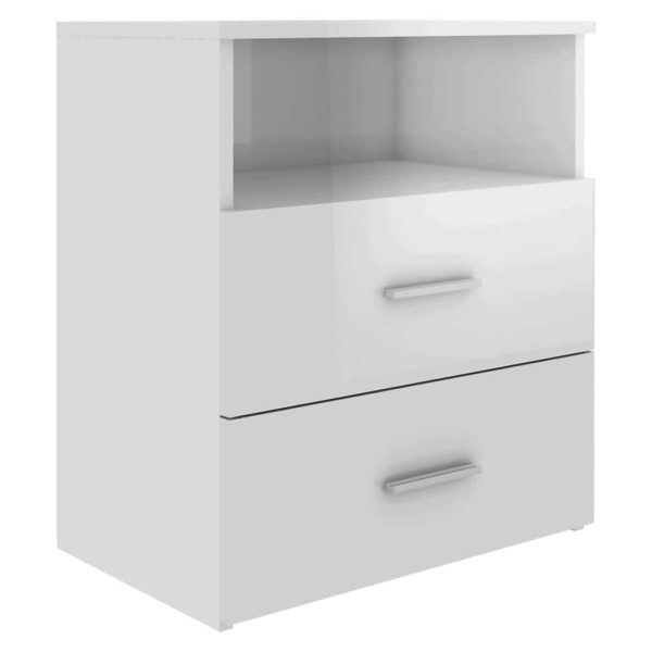 Cutler Bed Cabinet 50x32x60 cm – High Gloss White, 2