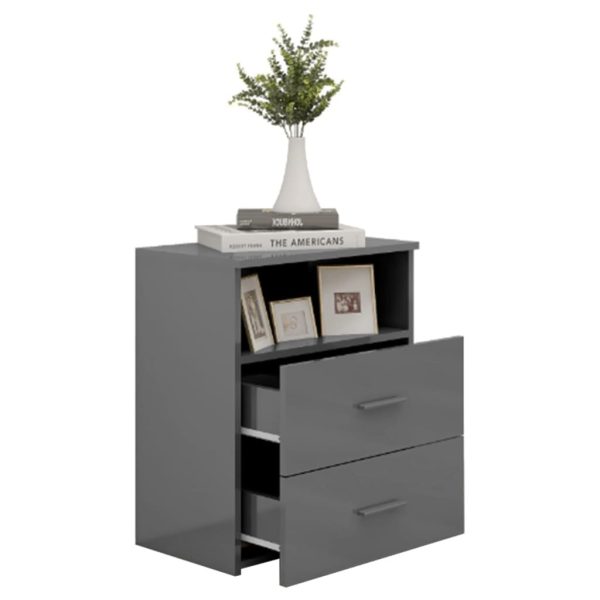 Cutler Bed Cabinet 50x32x60 cm – High Gloss Grey, 1