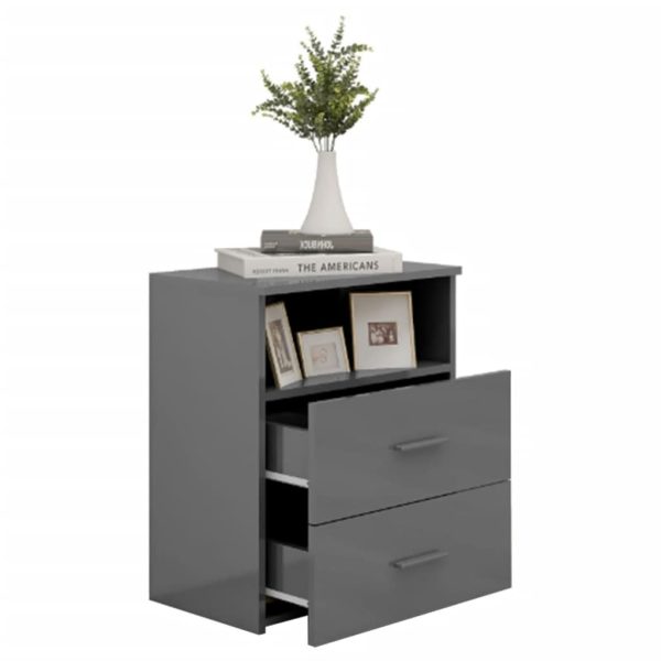 Cutler Bed Cabinet 50x32x60 cm – High Gloss Grey, 2