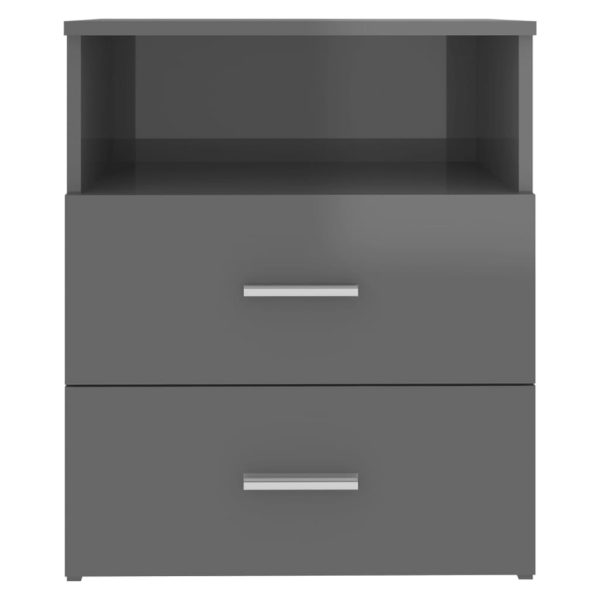 Cutler Bed Cabinet 50x32x60 cm – High Gloss Grey, 2