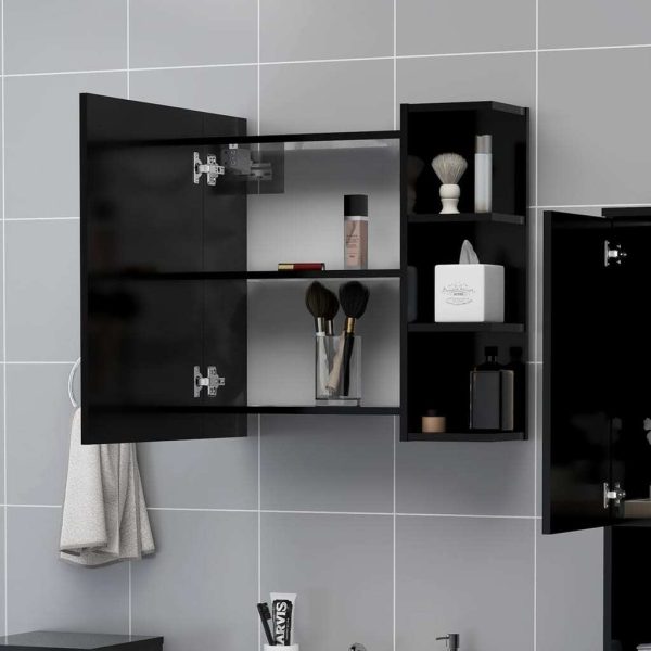 Bathroom Mirror Cabinet 62.5×20.5×64 cm Engineered Wood – Black
