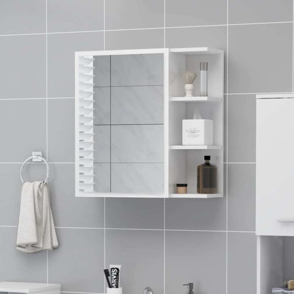 Bathroom Mirror Cabinet 62.5×20.5×64 cm Engineered Wood – High Gloss White