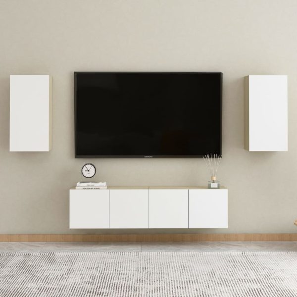 Palmers TV Cabinet Engineered Wood – 30.5x30x60 cm, White and Sonoma Oak