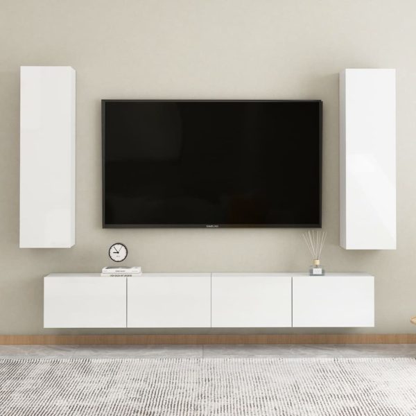 Palmers TV Cabinet Engineered Wood – 30.5x30x110 cm, High Gloss White
