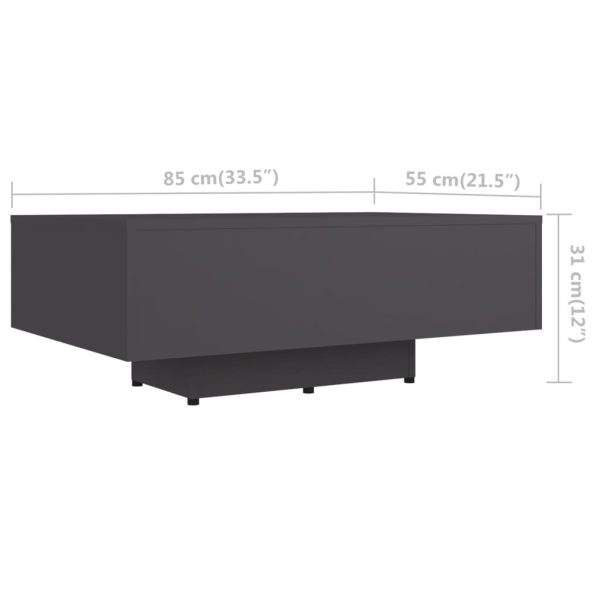 Coffee Table Engineered Wood – 85x55x31 cm, Grey